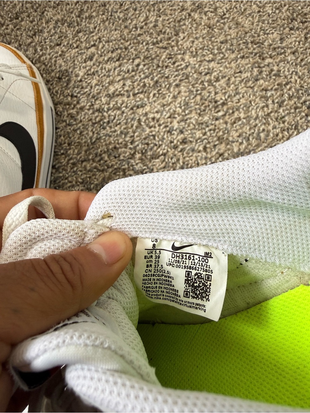 Nike White Sneakers with Black Swoosh and Brown Trim - Picture 6 of 6